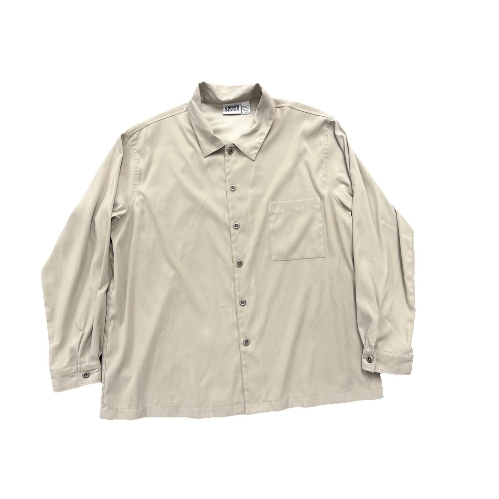 Chico's Design Button Down Shirt Womens 3 XL Tan Long Sleeve Minimalist Top